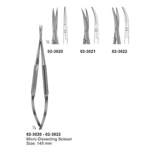 Micro Scissors, Spring Type Flat Handles and Cross- Serration